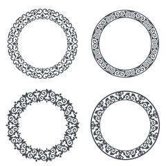 Black and white round floral frame set