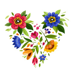 Flower heart. Heart from flowers. Symbol of love