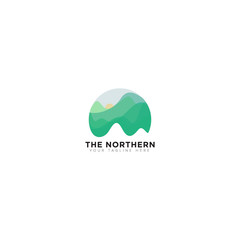 Abstract Mountain The Northern Lights Logo Design
