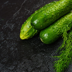 cucumbers  on black background