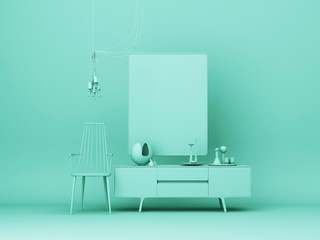 Fototapeta premium Furniture mock up on a green background. -3d render.
