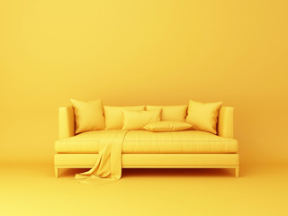 Furniture mock up on a yellow background. -3d render.