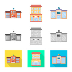 Vector illustration of municipal and center symbol. Collection of municipal and estate   stock vector illustration.