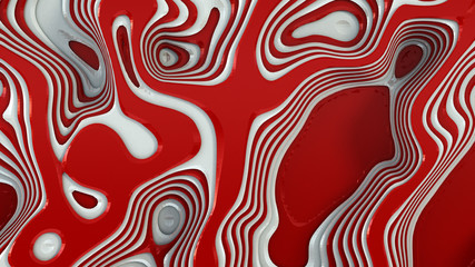 Red abstract relief line background. 3d illustration, 3d rendering.
