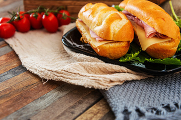 Sandwich with ham and lettuce