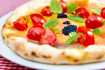 tasty pizza on a the table