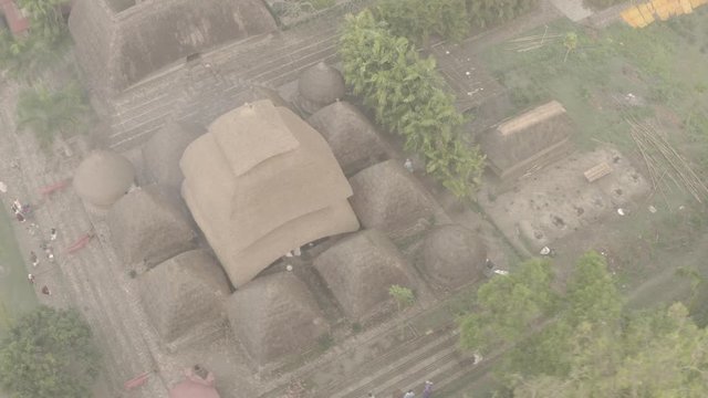Traditional India eco-building school. Mayapur, India. 4k aerial ungraded