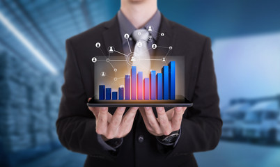 Social connection and networking for distribution of goods in warehouse process , Logistic Import Export background