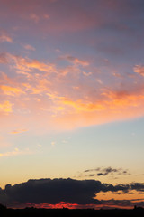 Dramatic sunset sky with colourful clouds