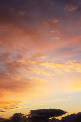 Fototapeta na wymiar Dramatic sunset sky with colourful clouds