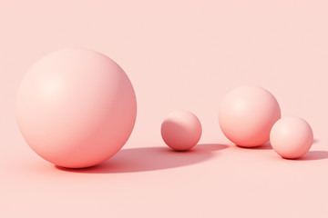 Pink sphere ball on pink background. 3d render