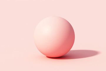 Pink sphere ball on pink pastel background. 3d render