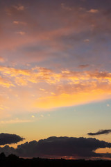 Dramatic sunset sky with colourful clouds