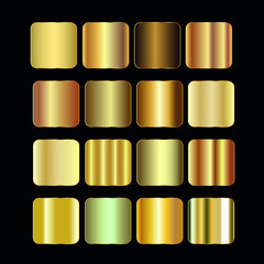 Gold Silver. Vector golden shiny and metal gradient collection, vector illustration