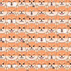 seamless pattern of shiba inu cartoon