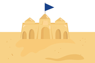 Flat design illustration of a sandcastle