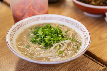 tonkotsu ramen in a restaurant
