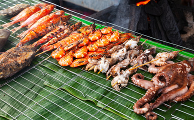 Assortment of grilled seafood