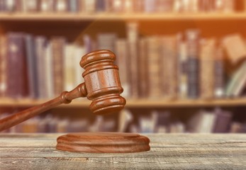 Justice Scales and wooden gavel. Justice concept