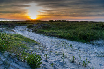The sun sets on the sound at Pea Island NWR on North Carolina's Outer Banks.