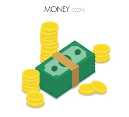Stack bills and coins vector, money icon, dollar bill, cash, investment, payment, finance, green money, gold coins, pile of coins, pile of bills, pack of banknotes, ward of bills, roll of bills,  