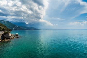 Beautiful view of the blue Adriatic sea in Trieste Italy