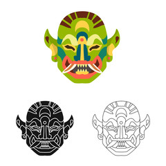 Vector design of mask and indonesian sign. Collection of mask and ethnic stock vector illustration.