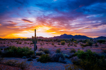 Magnifique coucher de soleil dans le désert, Quartzsite Arizona
