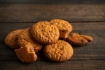 cookies on wooden table.