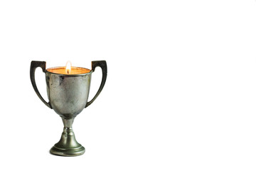 trophy with a flame isolated on white