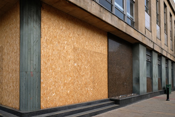 Empty boarded up property in major UK city centre.