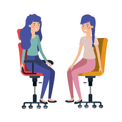 women with sitting in office chair avatar character