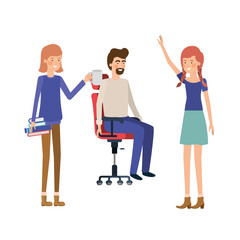 group of people with sitting in office chair