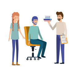 group of people with sitting in office chair