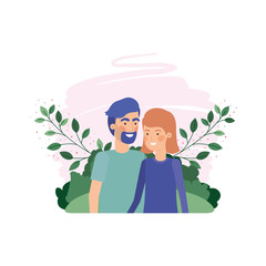 young couple with landscape avatar character