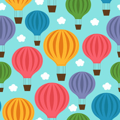 seamless pattern with balloon in the blue sky - vector illustration, eps