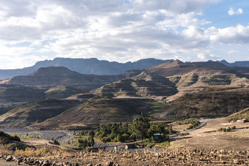 Fototapeta na wymiar Landscape between Gheralta and Lalibela in Tigray, Ethiopia, Africa