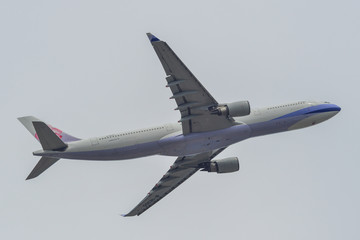 Passenger airplane taking-off from airport