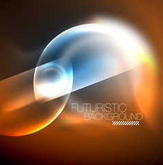 Blue neon bubbles and circles futuristic abstract background