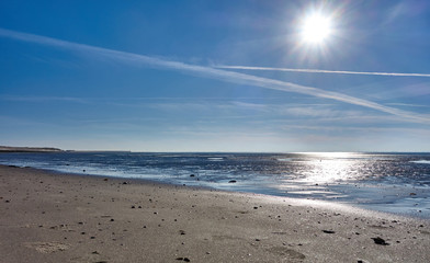 Fototapeta na wymiar beaches of island of wangerooge in the north sea in germany