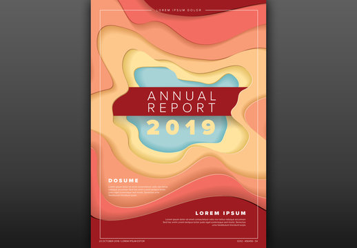 Annual Report Cover with Colorful Papercut Elements Layout