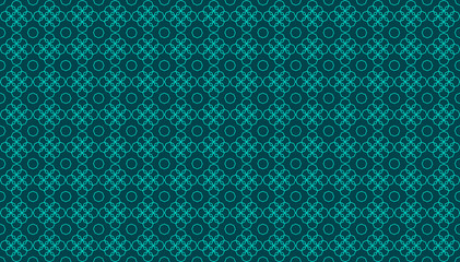 Abstract geometrical background with overlapping octagonal linear and two-dimensional shapes over a dark blue background. Polygonal seamless pattern inspiration forming a symmetrical decor element.