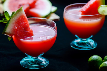 Watermelon juice drinks with garnish