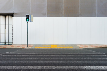 street wall background ,Industrial background, empty grunge urban street with warehouse brick wall © RobbinLee