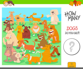Obraz na płótnie Canvas count dogs activity worksheet game