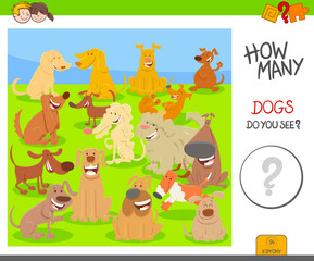 count cartoon dogs game worksheet