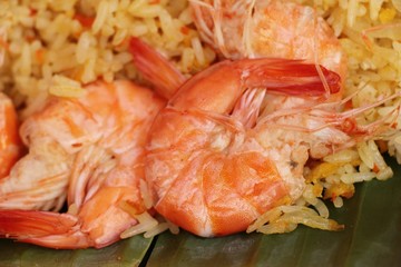 Shrimp fried rice with vegetables is delicious