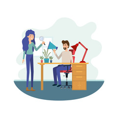 couple in the work office avatar character