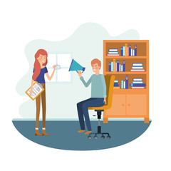couple in the work office avatar character
