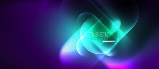 Neon glowing techno lines, hi-tech futuristic abstract background template